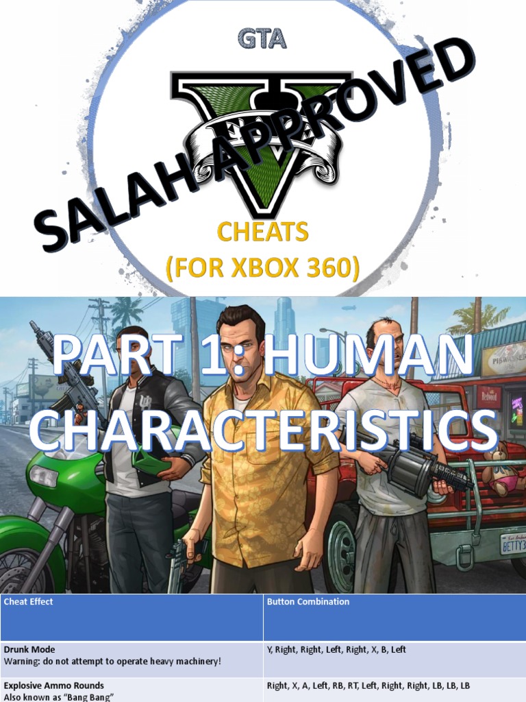 Gta 5 Xbox 360 Cheats (Unofficial PDF PDF Leisure Sports