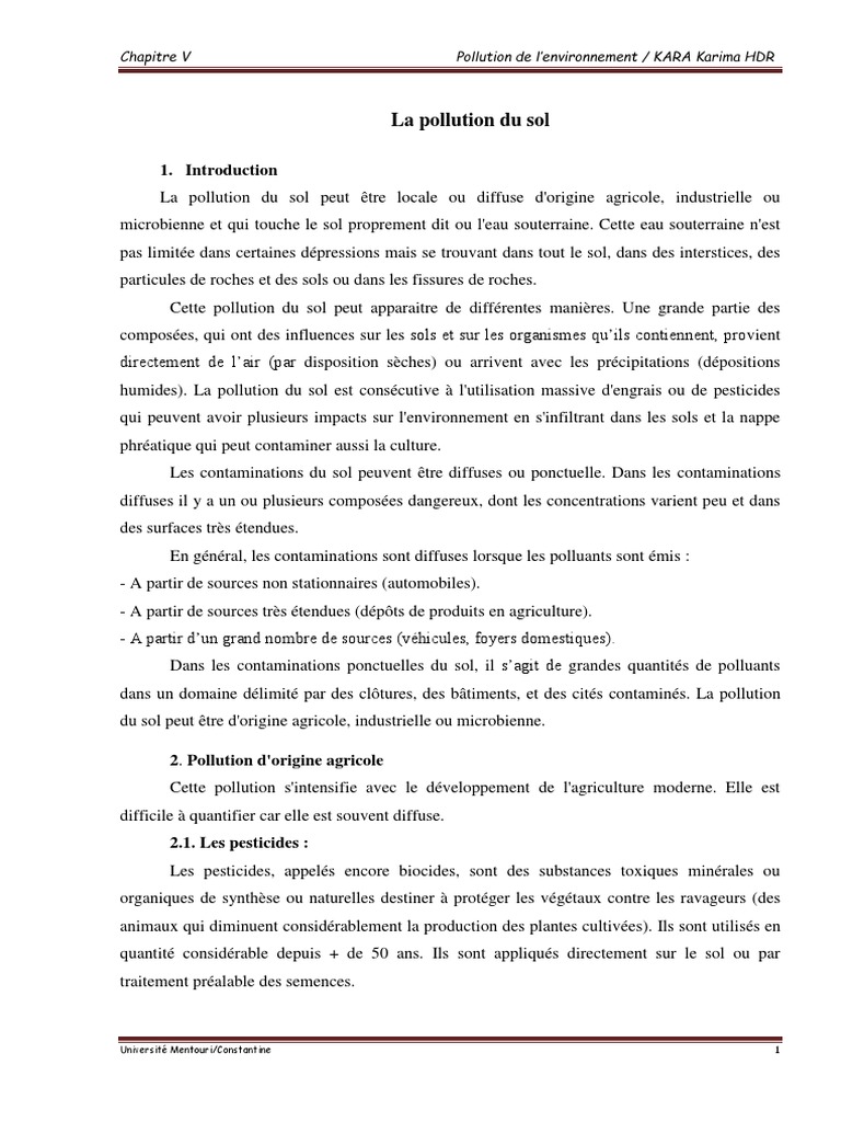 Conséquences de la pollution du sol | PDF | la pollution | Pesticide