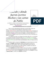 Cuándo y Dónde Fueron Escritos Hechos y Las Cartas de Pablo