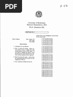 University of Hyderabad PH.D - Statistics - 2012