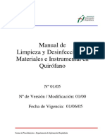 Manual de Limpieza y Desinfección de Materiales e Instrumental en Quirófano