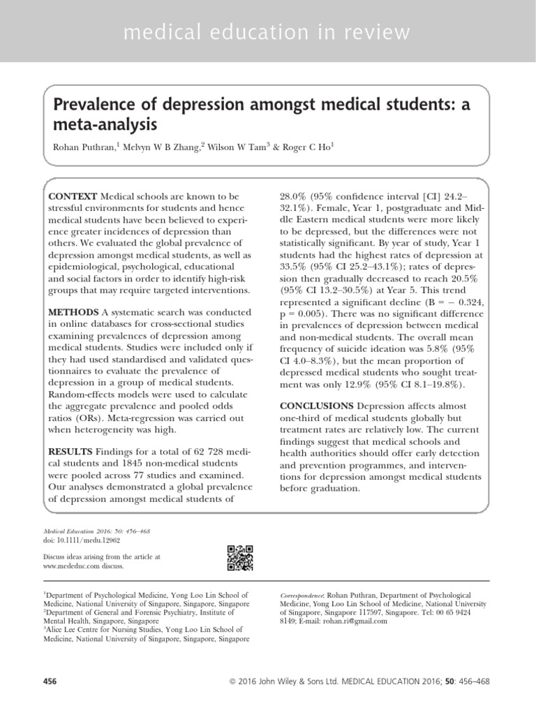 Global Depression Rates in Medical Students | PDF | Major Depressive ...
