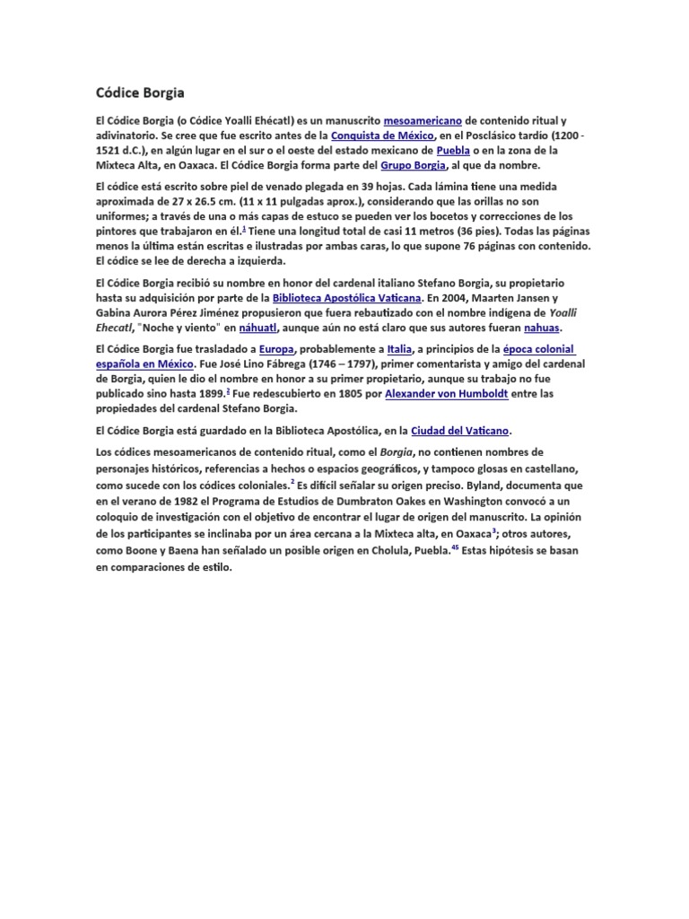 Códice Borgia: Manuscrito Mesoamericano | PDF | Crítica textual ...