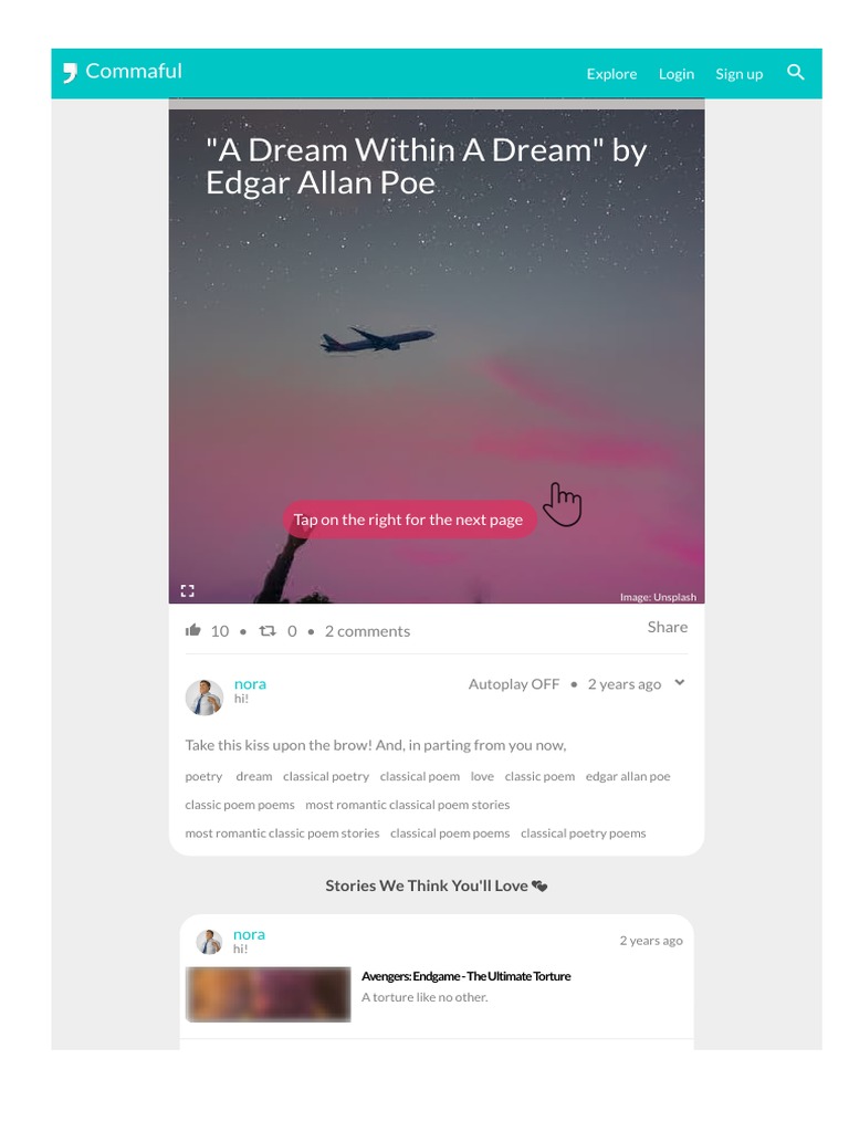 "A Dream Within A Dream" by Edgar Allan Poe: Commaful | PDF | Poetry