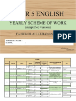 Year 5 English: Yearly Scheme of Work