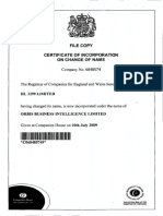 D&A: 10072009 Certificate of Incorporation/Name Change