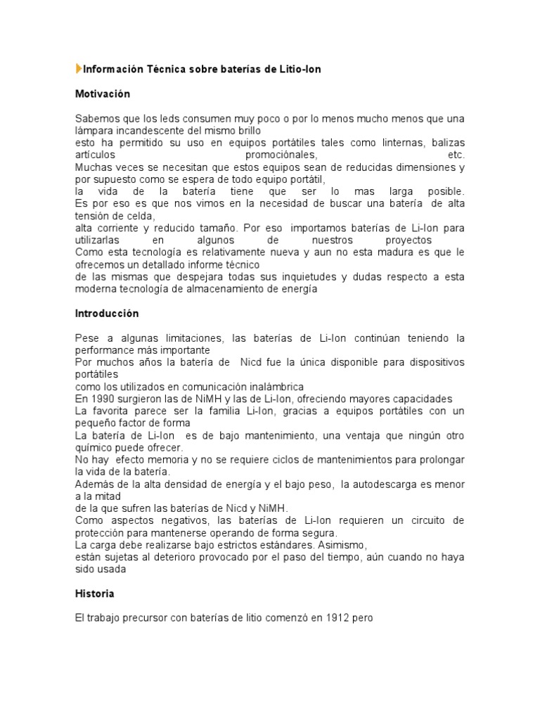 Guía Técnica sobre Baterías de Li-Ion | PDF | Batería de iones de litio ...