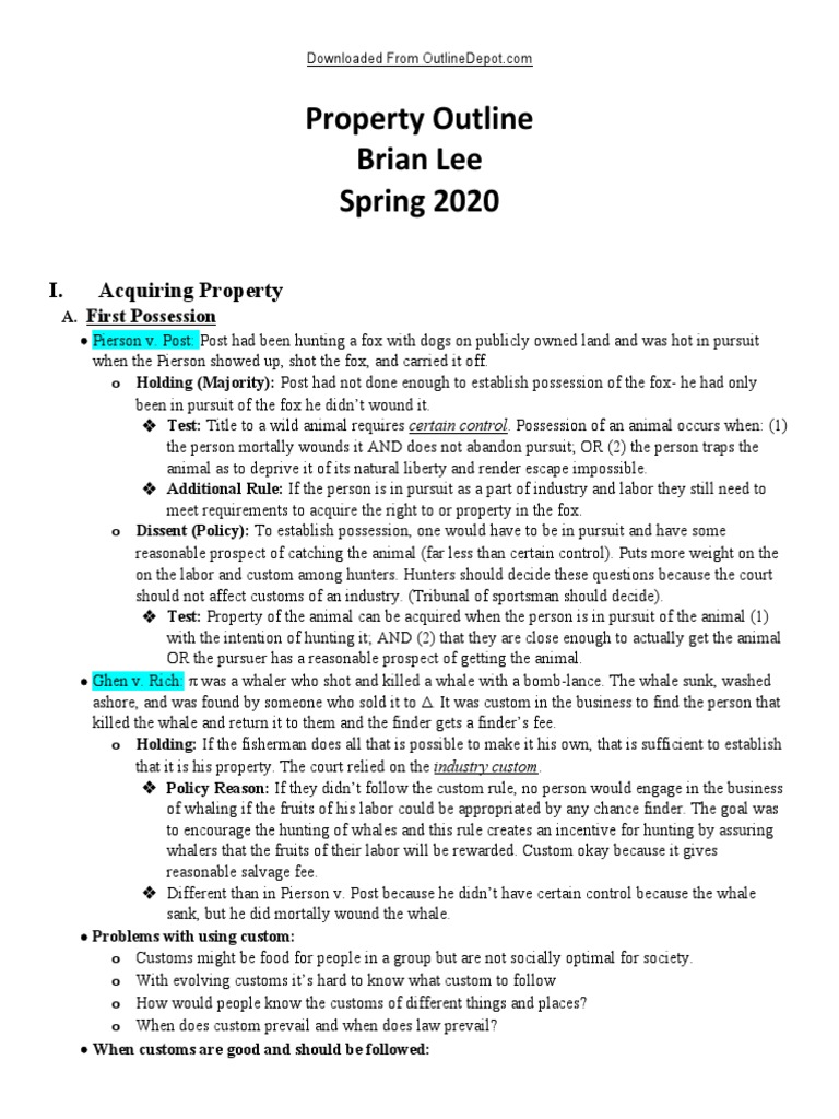 Property Law: Acquisition & Possession | PDF | Adverse Possession ...