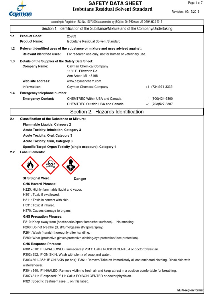 Isobutane Safety Data Sheet PDF Toxicity Occupational Safety And