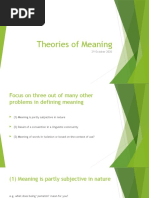 Semantics. Theories of Meaning 29 October 2020