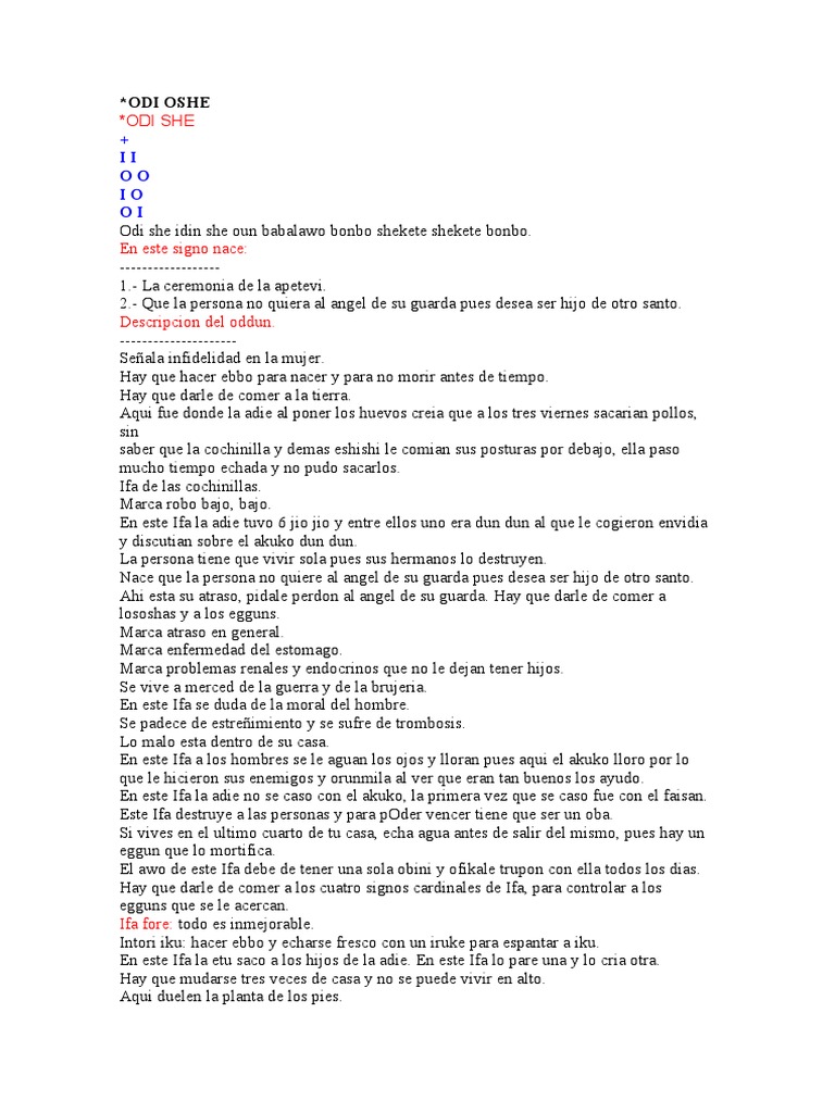 Significado y rituales de Odi She | PDF | Religiones religiosas | Santeria