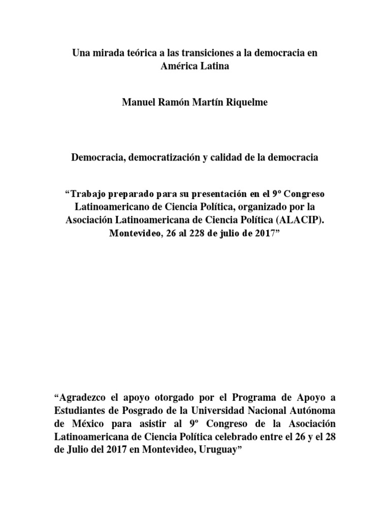 Transiciones a la democracia en América Latina | PDF | Política del ala ...
