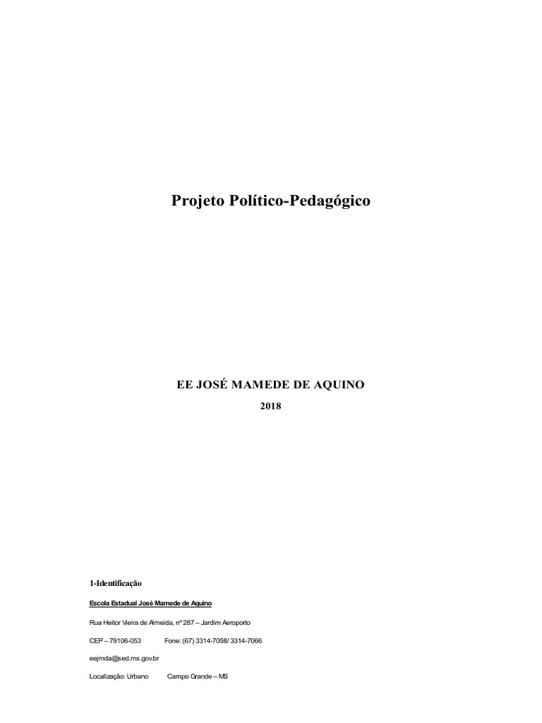 Projeto Político-Pedagógico EE José Mamede | PDF | Pedagogia ...