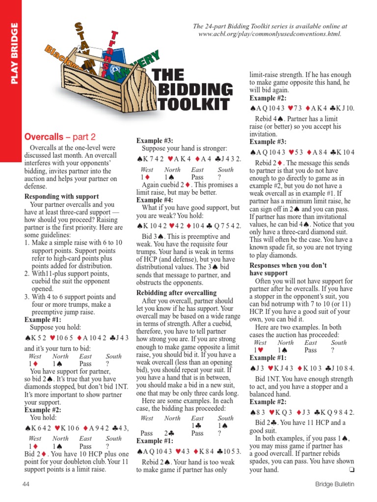 The 24-part Bidding Toolkit series available online | PDF | Playing ...