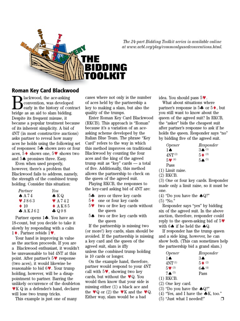 Roman Key Card Blackwood The 24Part Bidding Toolkit Series Is