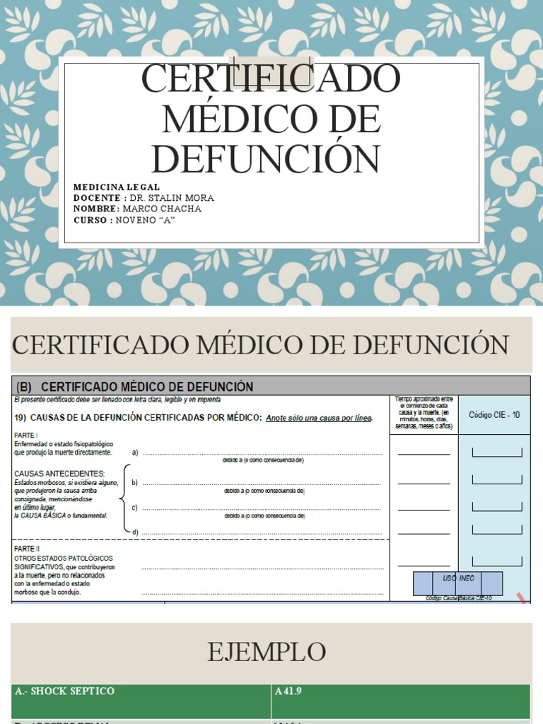 Certificado Médico de Defunción PDF