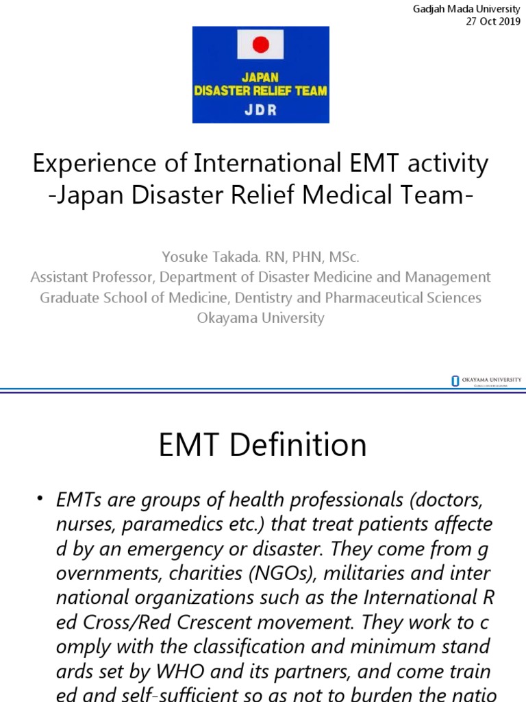 Experience Of Jdr Medical Team Yosuke Takada Pdf Emergency