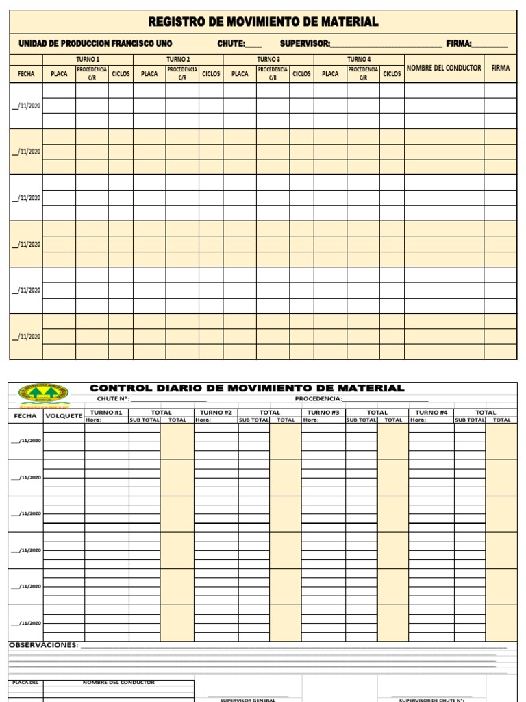 Formatos de Control de Material | PDF