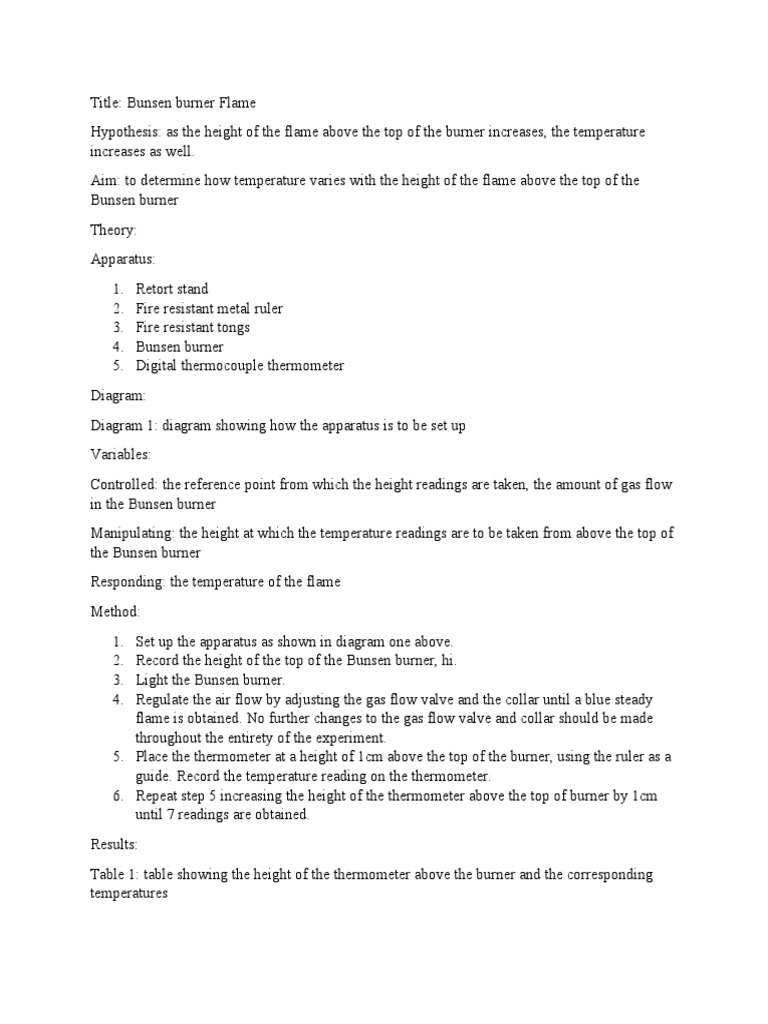 Lab 12 Bunsen Burner Flame PD PDF Thermocouple Temperature