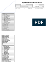 Input Data Sheet For E-Class Record: Region Division District School Name School Id