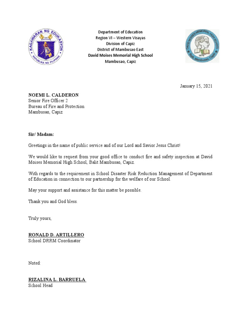 Request for Fire Safety Inspection | PDF
