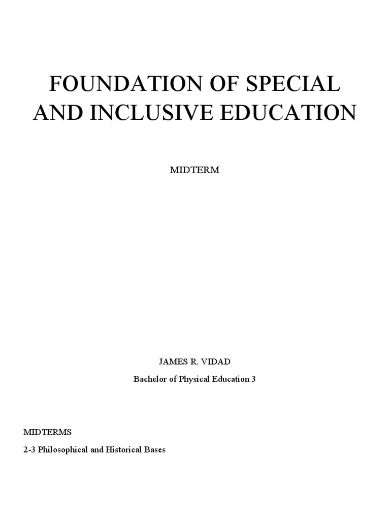 Foundation of Special and Inclusive Education | PDF | Inclusion ...