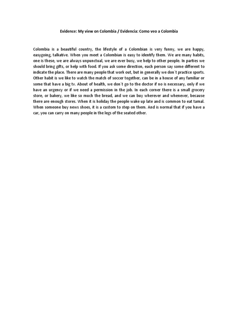 Evidence My View of Colombia | PDF