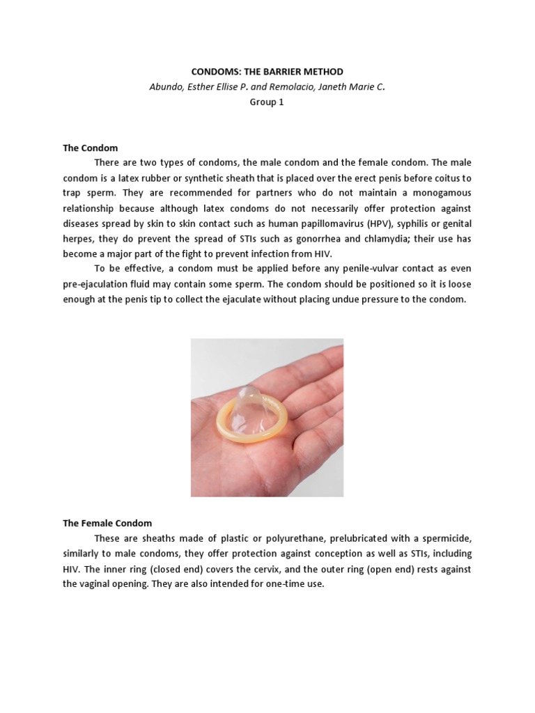 Condoms - Barrier Method Abundo&Remolacio | PDF | Condom | Sexually ...