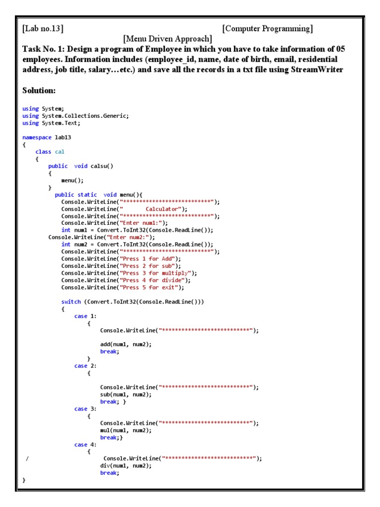 Employee Management System Program | PDF | Computer Engineering ...