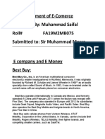 First Assignment of E-Comerce Submitted By: Muhammad Saifal Roll# Fa19M2Mb075 Submitted To: Sir Muhammad Mossa