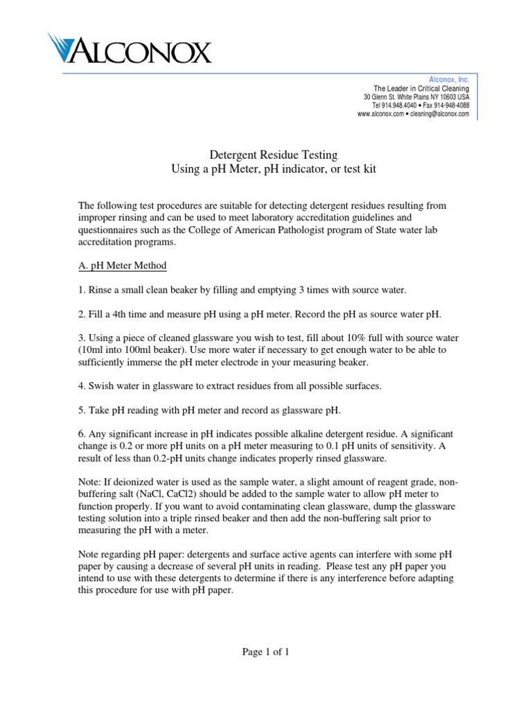 Detergent Residue Testing PDF
