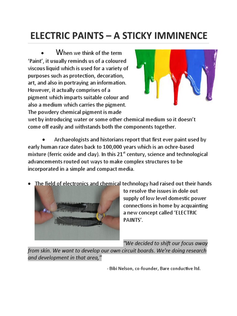 Electric Paints A Sticky Imminence PDF Paint Electrical Conductor