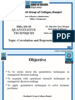 Quantitative Techniques Topic:-Correlation and Regression: Chandigarh Group of Colleges, Jhanjeri