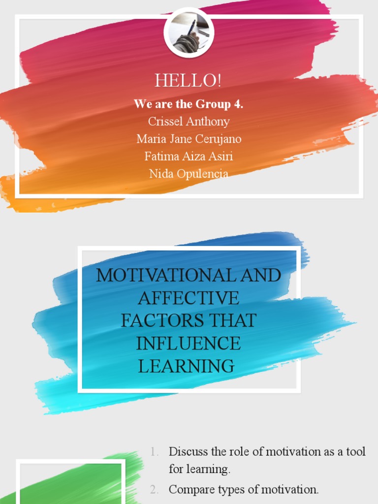 Motivational and affective factors that influence learning pdf self
