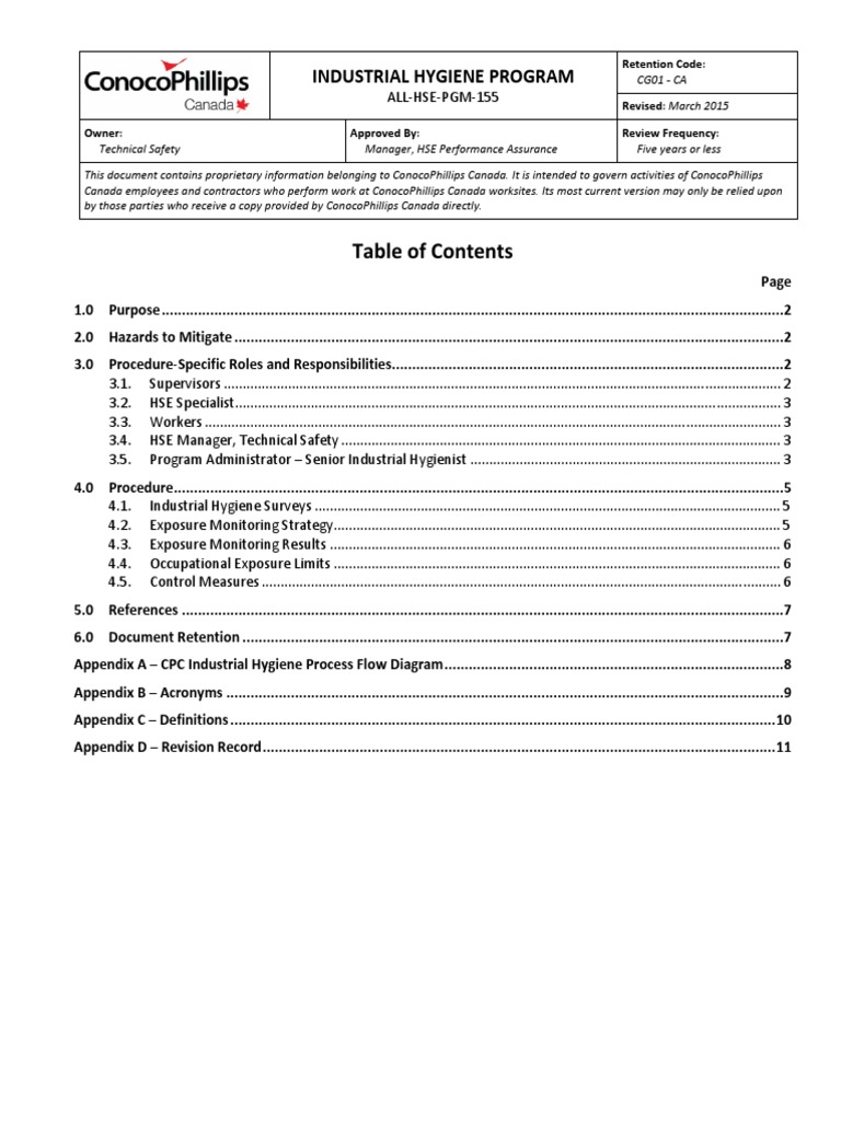 Industrial Hygiene Program PDF Occupational Hygiene Occupational Safety And Health