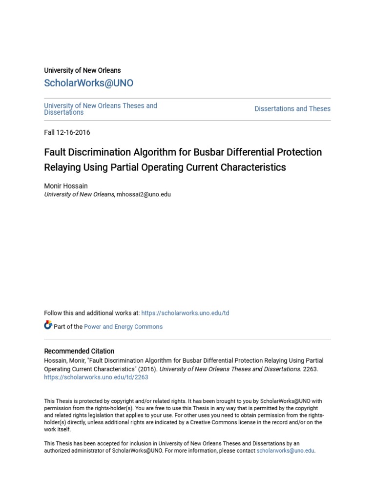 Fault Discrimination Algorithm For Busbar Differential Protection | PDF ...