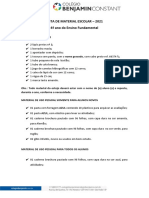 Lista de Material Escolar - 2021 - 4º Ano