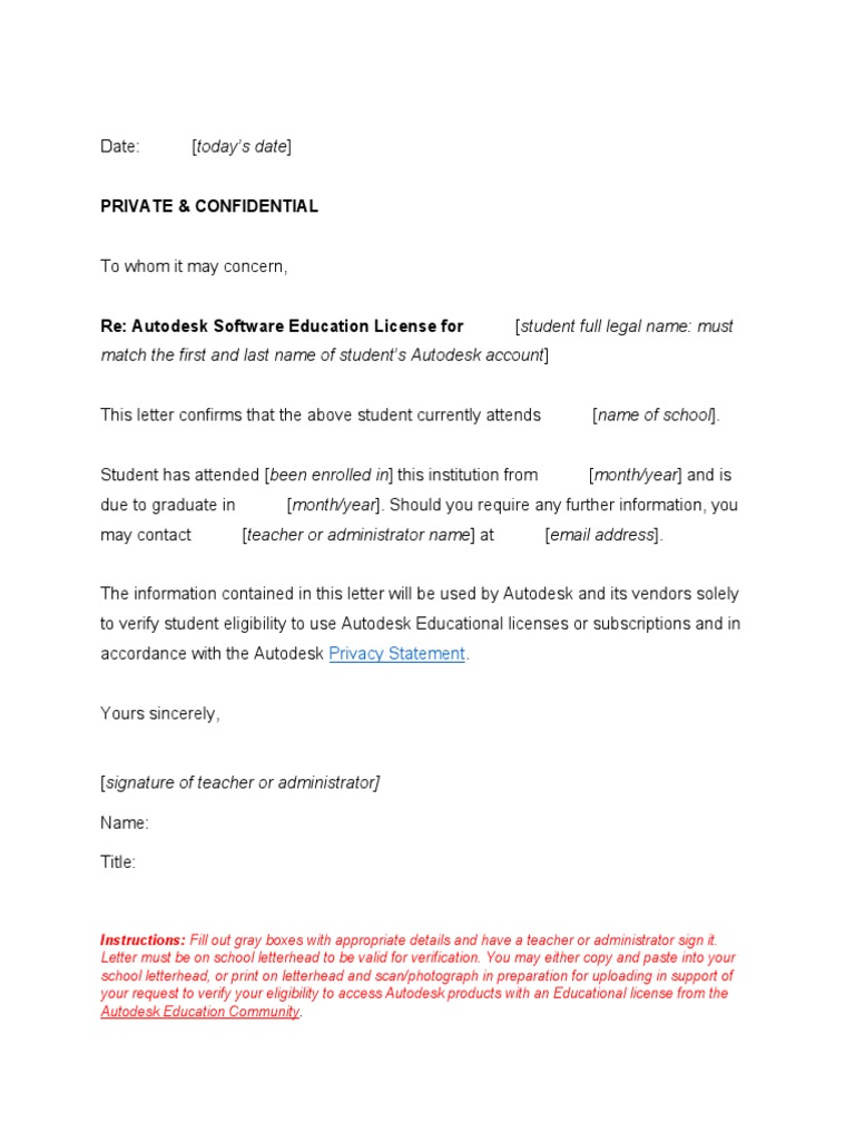 Autodesk Student Verification Letter | PDF | Career & Growth
