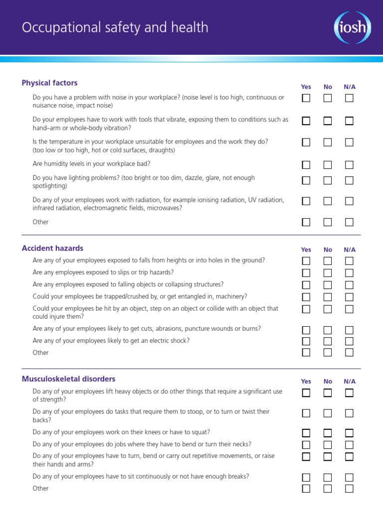 Questionnaire OSH PDF Radiation Occupational Safety And Health