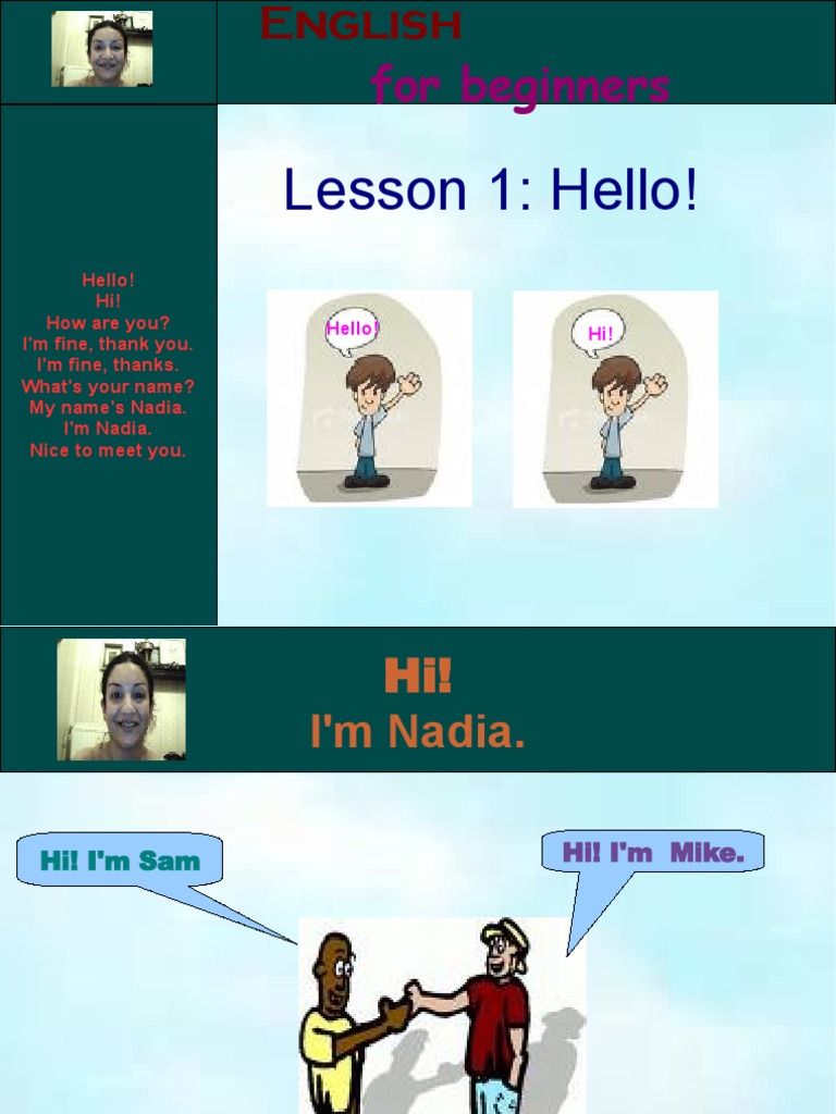 English for Beginners: Lesson 1 | PDF