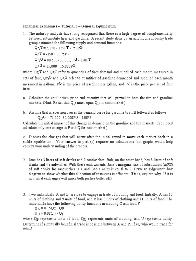 General Equilibrium in Financial Economics | PDF | Economic Equilibrium ...