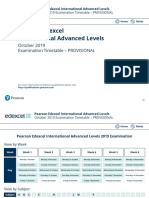 Pearson Edexcel International Advanced Levels: October 2019 Examination Timetable - PROVISIONAL