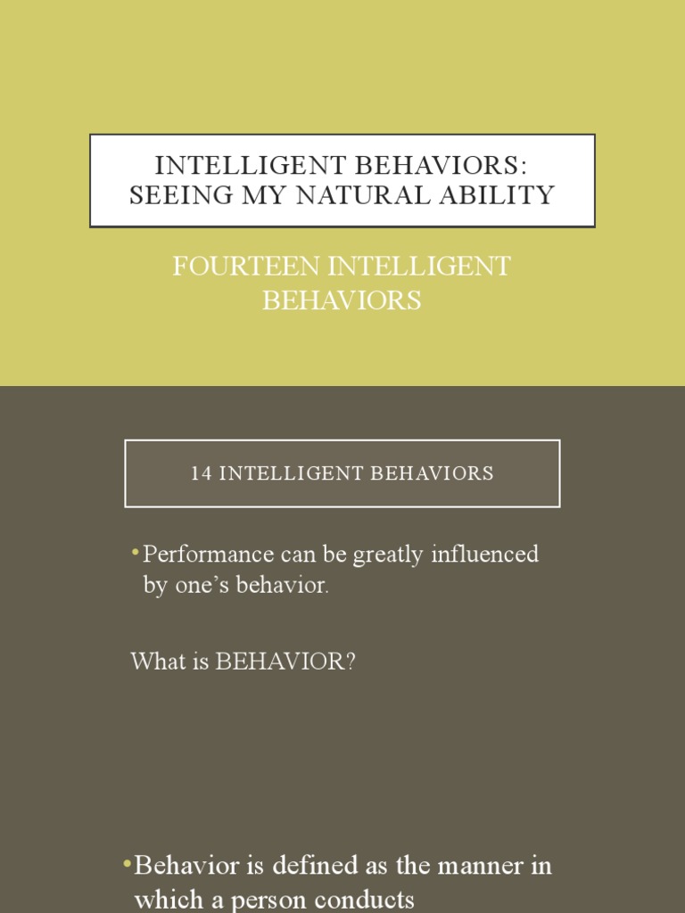 14 intelligent behavior essay