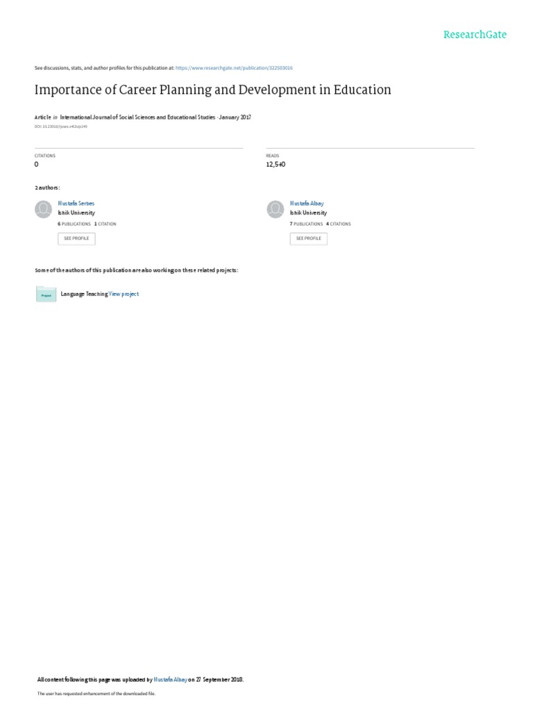 Importance of Career Planning and Development in Education | PDF ...