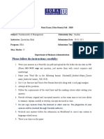 Please Follow The Instructions Carefully:: Final Exam (Take Home) Fall - 2020