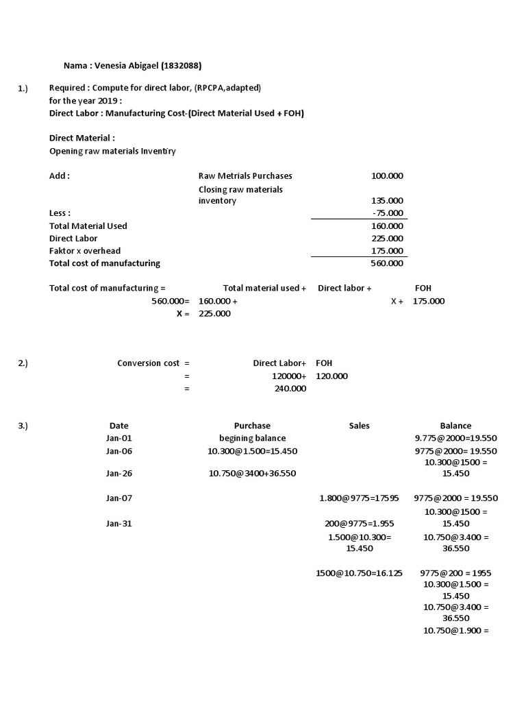 Manufacturing Cost Analysis | PDF | Financial Capital | Inventory