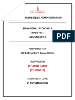 Master in Business Administration: Managerial Economics (MPME 7113) Assignment 2
