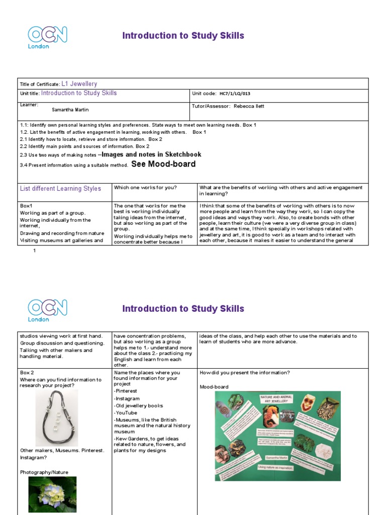 Introduction To Study Skills SamanthaMartin | PDF | Study Skills ...