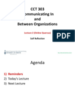 CCT 303 Communicating in and Between Organizations: Lecture 2 (Online Quercus)