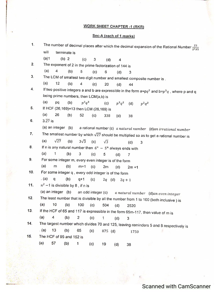 Worksheet For Chapter 1 To Chapter 5 | PDF